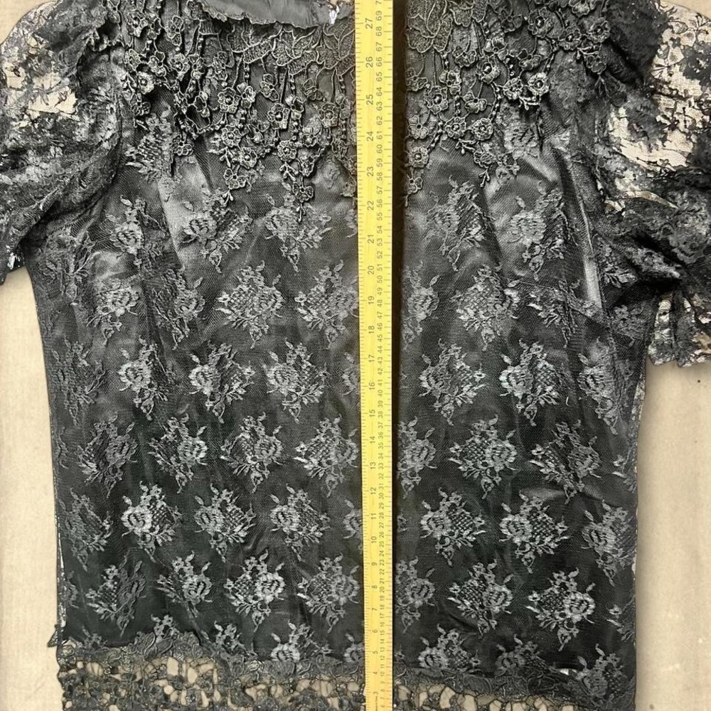 Vintage 60s 70s Black Floral Lace Skirt Set - Modern XL/2XL - Picture 5 of 8